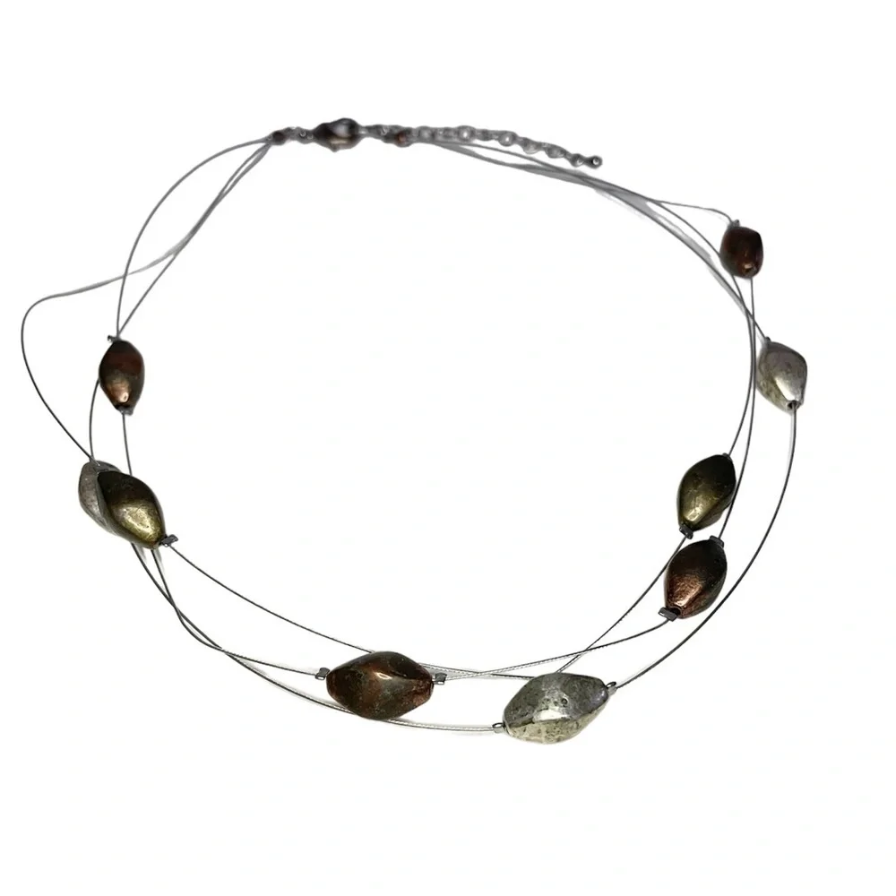 Mixed Metal Stone Layered Necklace